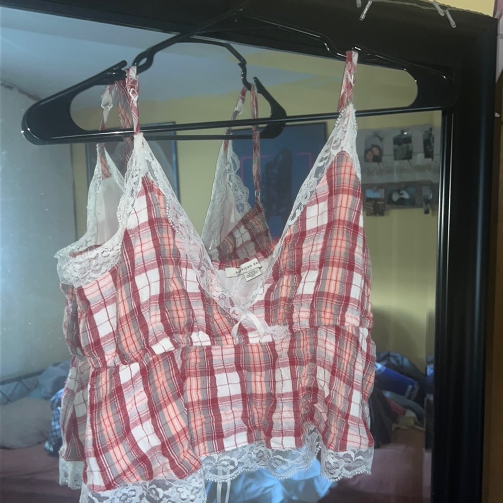 American eagle plaid tank top